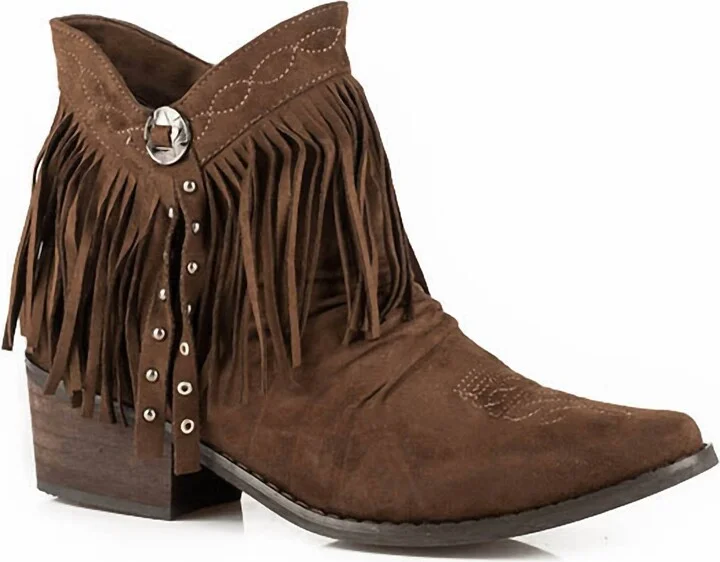 Women's Fringy Western Booties In Brown