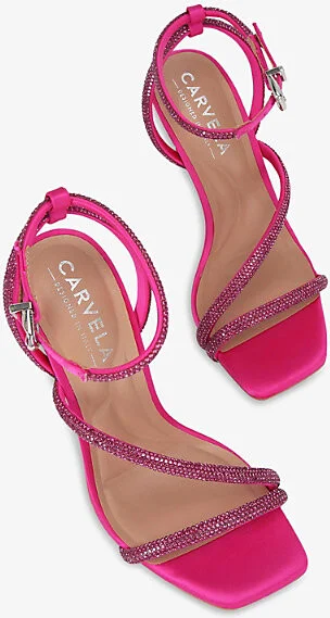 Womens Fuchsia Paparazzi Crystal-Embellished Heeled Sandals Eur 40 / 7 Uk Women - Image 2