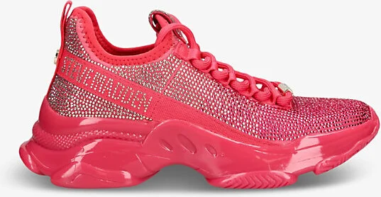 Womens Fuchsia Rhinestone-Embellished Low-Top Woven Trainers Eur 39 / 6 Uk Women