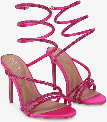 Womens Fuchsia Spiral 105 Rhinestone-Encrusted Heeled Sandals Eur 39 / 6 Uk Women - Image 2