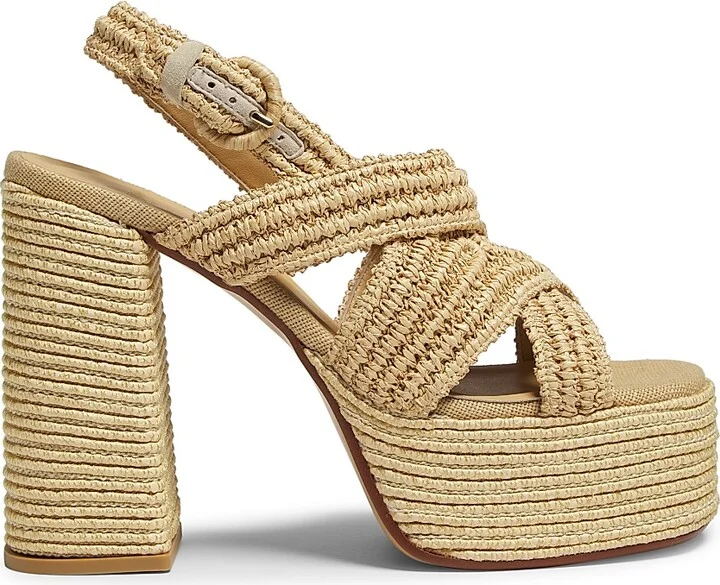 Women's Fulvia 130MM Raffia Platform Sandals - Raffia - Size 8