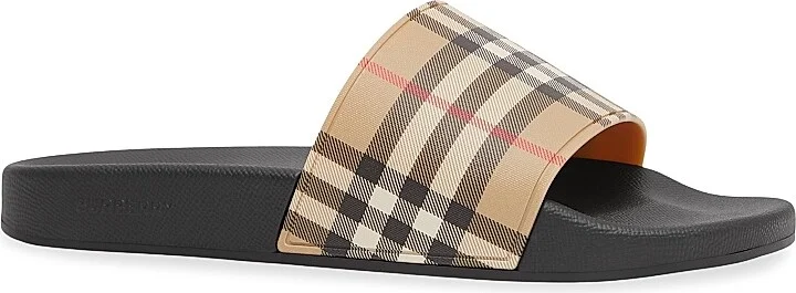 Women's Furley Check Slide Sandals - Archive Beige - Size 5 - Image 2