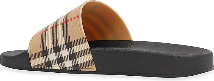 Women's Furley Check Slide Sandals - Archive Beige - Size 5 - Image 3