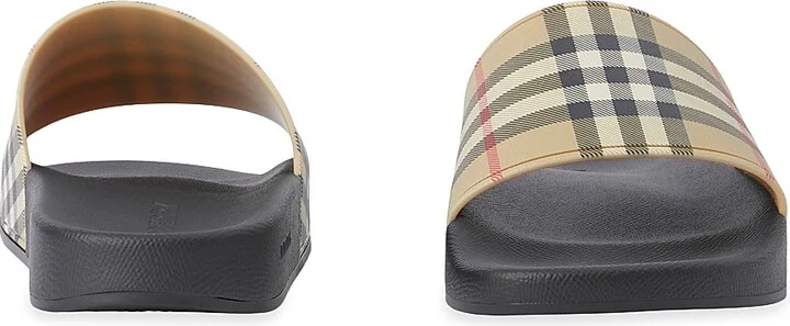 Women's Furley Check Slide Sandals - Archive Beige - Size 5 - Image 5