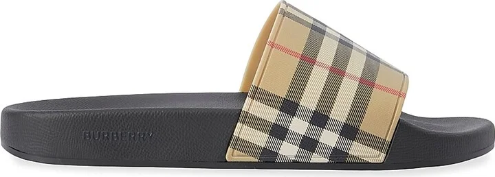 Women's Furley Check Slide Sandals - Archive Beige - Size 5