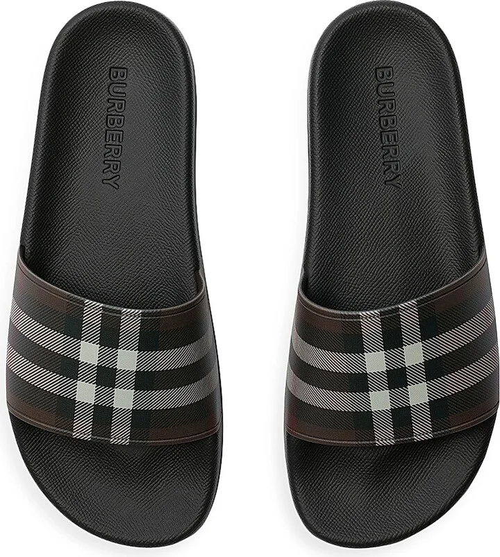 Women's Furley Check Slides - Mahogany Check - Size 5 Sandals - Image 4