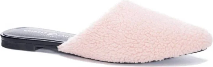 Women's Furry Flat Mules In Pink