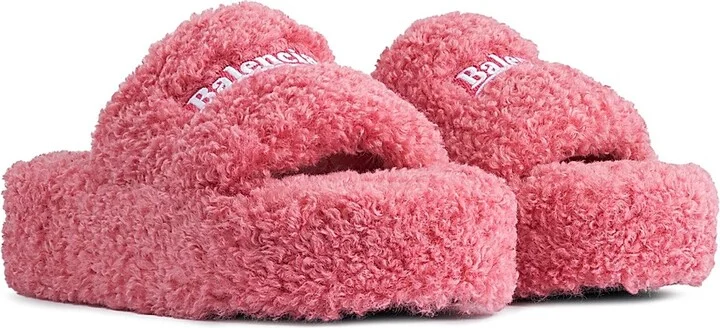 Women's Furry Platform Sandals - Pink - Size 8 - Image 2