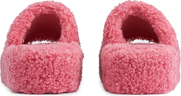 Women's Furry Platform Sandals - Pink - Size 8 - Image 3