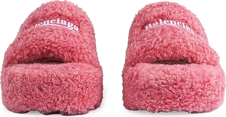 Women's Furry Platform Sandals - Pink - Size 8 - Image 4