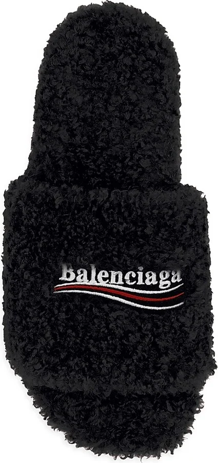 Women's Furry Slide Sandals - Black - Size 7 - Image 5