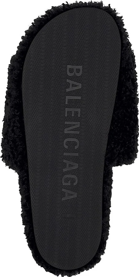 Women's Furry Slide Sandals - Black - Size 7 - Image 6