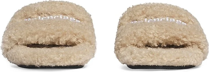 Women's Furry Slide Sandals - Black - Size 7 - Image 8