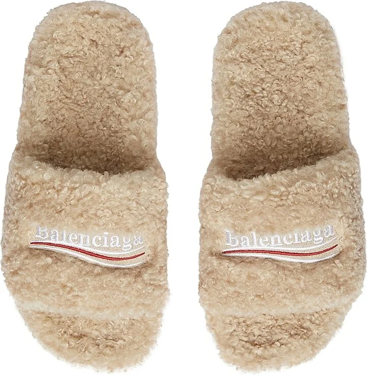 Women's Furry Slide Sandals - Black - Size 7 - Image 10