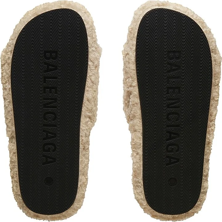 Women's Furry Slide Sandals - Black - Size 7 - Image 11