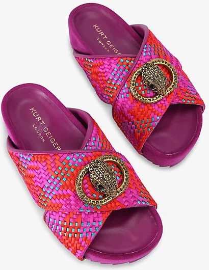 Womens Fushia cmb Chelsea Cross-Strap Woven Flatform Sandals Eur 40 / 7 Uk Women - Image 2