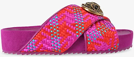 Womens Fushia cmb Chelsea Cross-Strap Woven Flatform Sandals Eur 40 / 7 Uk Women