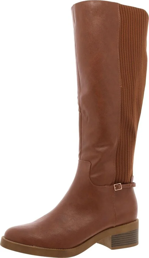 Womens Fux Leather Zipper Knee-High Boots