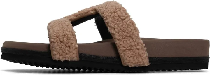 Women's Fuzzy Cuff Sandal In Beige
