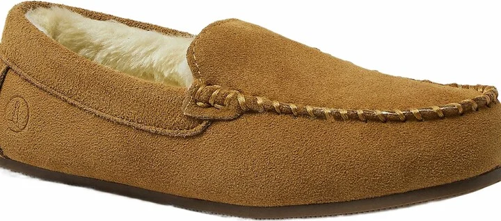 Women's Fuzzy Lined Suede Moccasin Slippers - Image 2