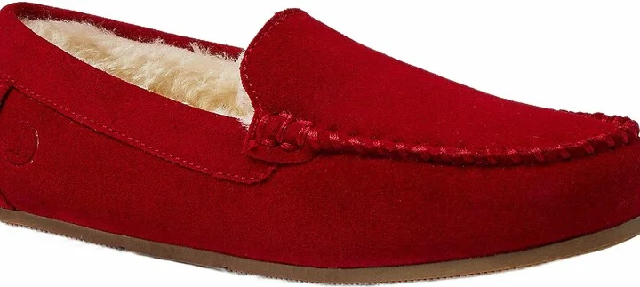 Women's Fuzzy Lined Suede Moccasin Slippers - Image 5