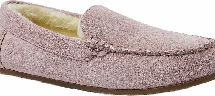Women's Fuzzy Lined Suede Moccasin Slippers - Image 7