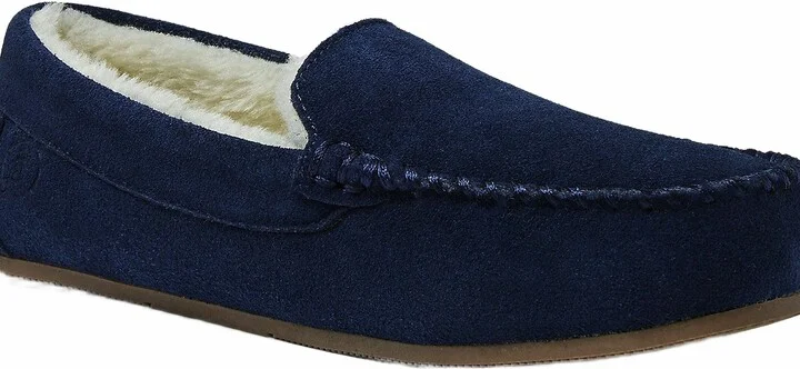 Women's Fuzzy Lined Suede Moccasin Slippers - Image 10