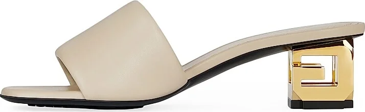 Women's G Cube Mules in Leather - Natural Beige - Size 6 - Image 2
