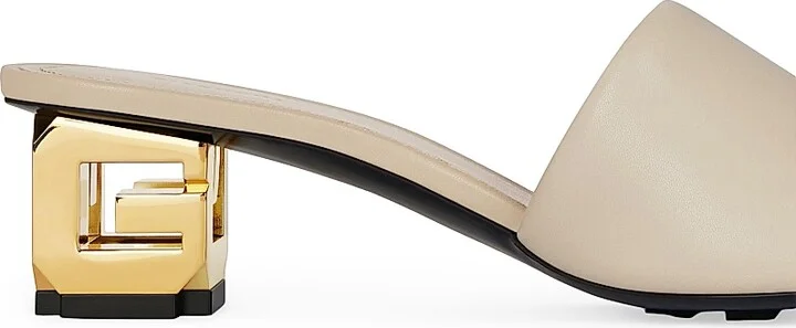 Women's G Cube Mules in Leather - Natural Beige - Size 6 - Image 5