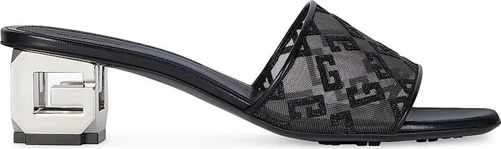 Women's G Cube Mules in Monogram 72 Mesh with Lurex - Black - Size 6