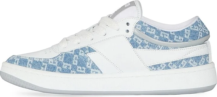 Women's G Move Sneakers in Mixed Leathers and Denim Monogram - Denim Blue - Size 6 - Image 2