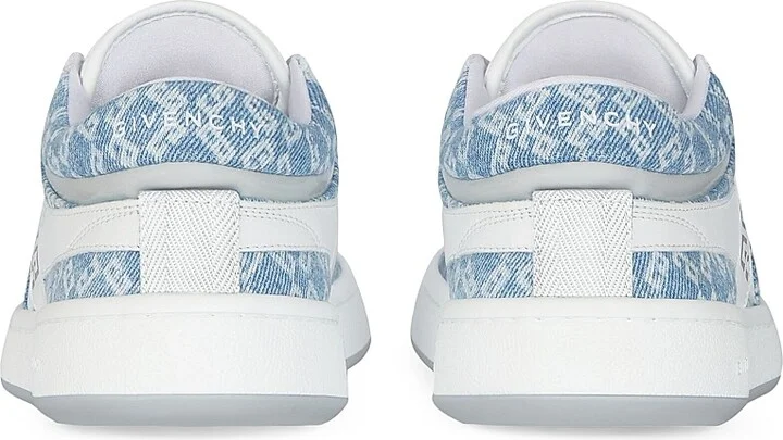 Women's G Move Sneakers in Mixed Leathers and Denim Monogram - Denim Blue - Size 6 - Image 4