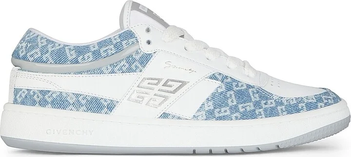 Women's G Move Sneakers in Mixed Leathers and Denim Monogram - Denim Blue - Size 6