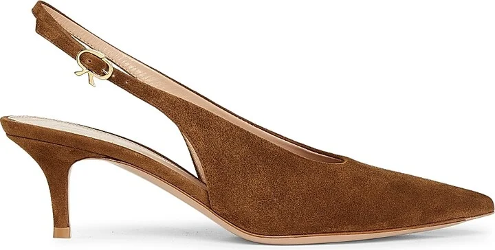 Women's G95538 Camoscio Robbie 55MM Suede Slingback Pumps - Texas - Size 6.5