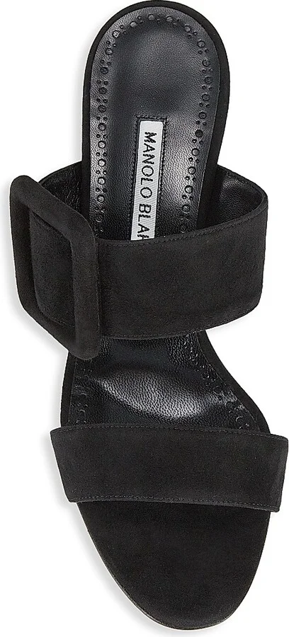 Women's Gable 70MM Suede Buckle Mules - Black Suede - Size 8.5 - Image 5
