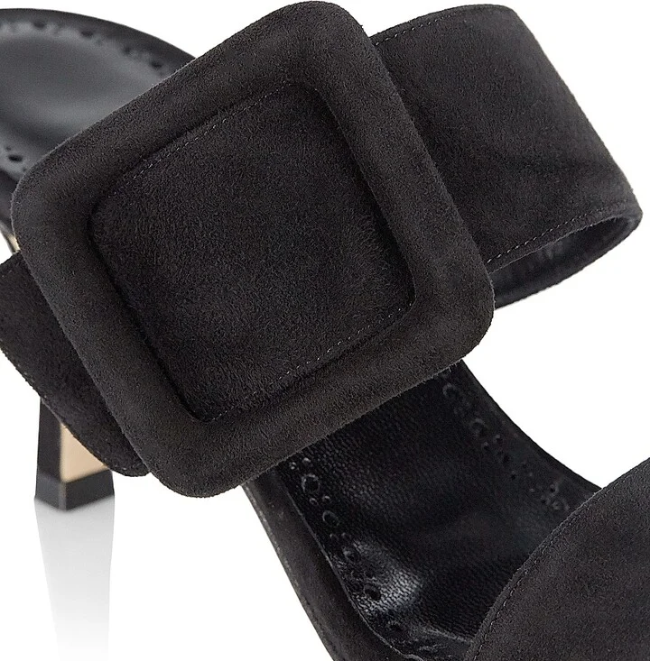 Women's Gable 70MM Suede Buckle Mules - Black Suede - Size 8.5 - Image 6