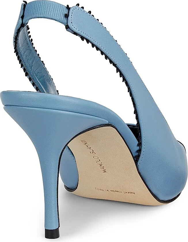 Women's Gaius Leather Slingback Pumps - Black Medium Blue - Size 9.5 - Image 3