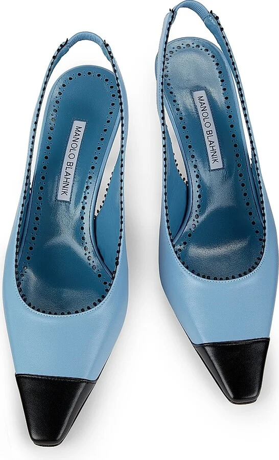 Women's Gaius Leather Slingback Pumps - Black Medium Blue - Size 9.5 - Image 4