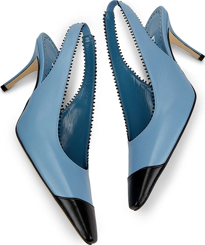 Women's Gaius Leather Slingback Pumps - Black Medium Blue - Size 9.5 - Image 6