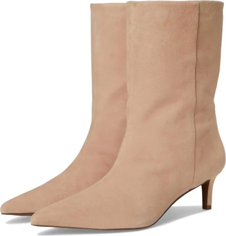 Women's Game Changer Heeled Boot In Buff Suede