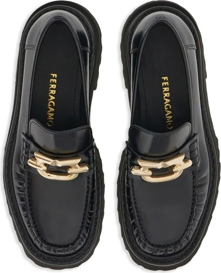 Women's Gancini-Buckle Leather Loafers - Image 3