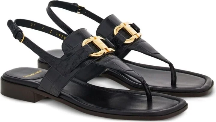 Women's Gancini-Buckle Leather Sandals - Image 2