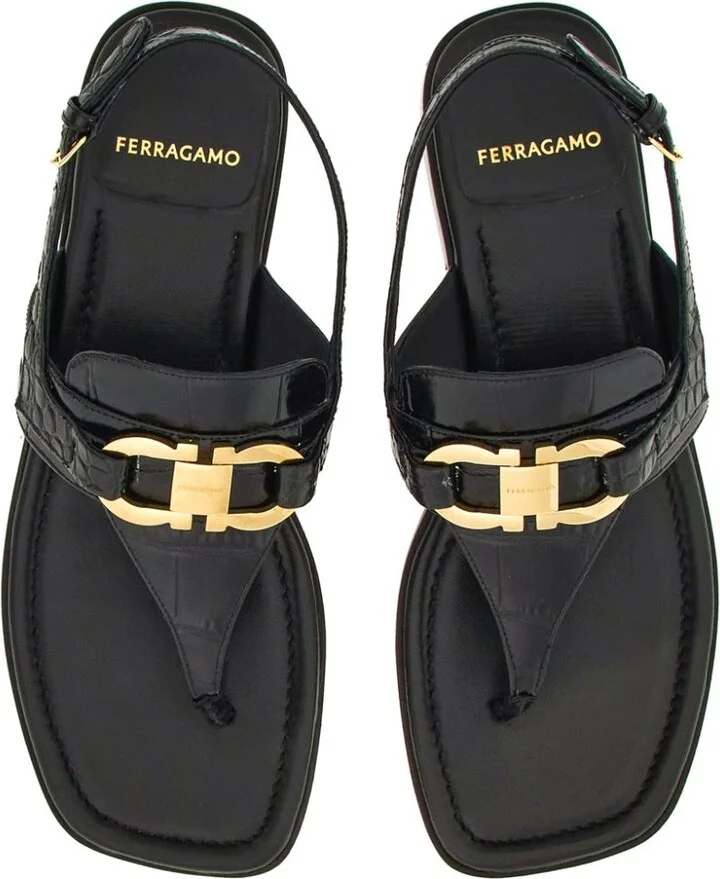 Women's Gancini-Buckle Leather Sandals - Image 4