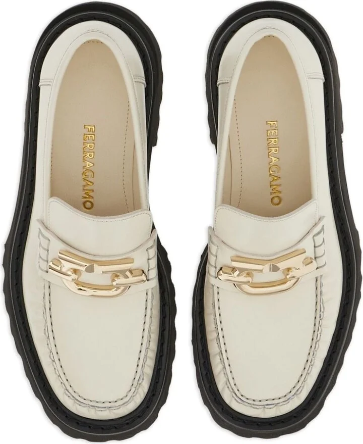 Women's Gancini-Plaque Leather Loafers - Image 4