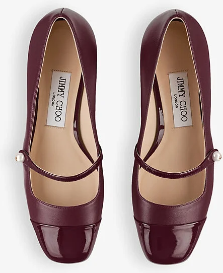 Womens Garnet/Garnet Elisa 45 Faux Pearl-Embellished Patent-Leather Heeled Courts Eur 39 / 6 Uk Women - Image 2