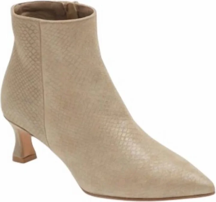 Women's Garvie Pointed Toe Leather Bootie In Beige