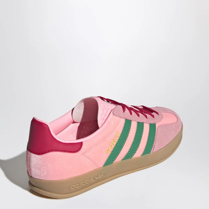 Women's Gazelle Indoor Court Green/Glow Pink/Gum Velvet Sneaker - Image 2