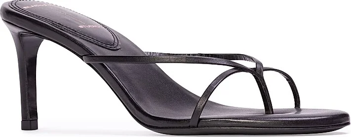 Women's Gem 65MM Slip-On Sandals - Black Leather - Size 6 - Image 2