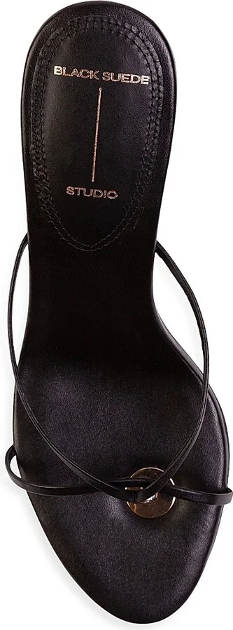 Women's Gem 65MM Slip-On Sandals - Black Leather - Size 6 - Image 3