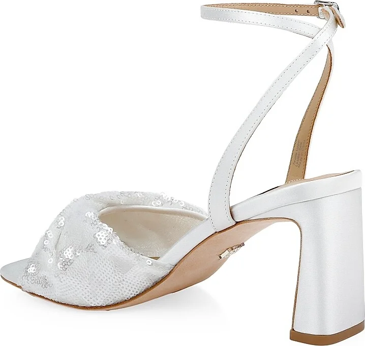 Women's Gema 70MM Sequined Sandals - White Sequins - Size 5 - Image 3